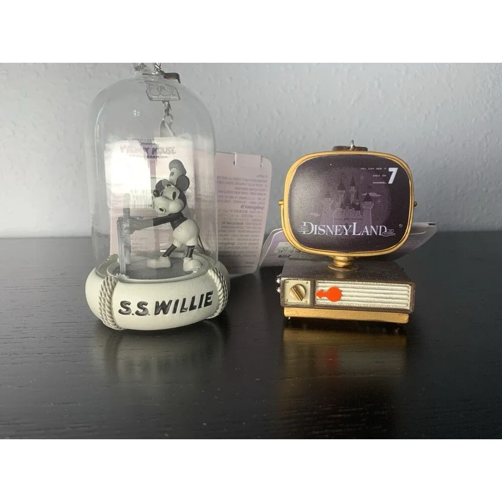 Disney 100 Steamboat Willie Sketchbook And Disneyland TV Christmas Ornaments